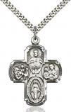 Sterling Silver 4-Way Catholic Pendant