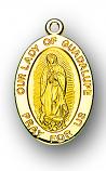 7/8-inch Solid 14kt. Gold Oval Our Lady of Guadalupe Medal with 14kt. Jump Ring Boxed
