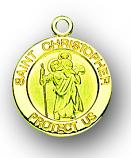 3/4-inch Solid 14kt. Gold Round St. Christopher Medal with 14kt. Jump Ring Boxed