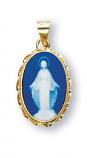 Dark Blue Gold Over Sterling Silver Cameo Miraculous Medal