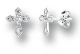 7/16-inch Sterling Zircon Cross Earrings