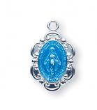Sterling Silver Blue Enamaled Miraculous Medal
