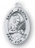 Sterling Silver Oval Shaped St. Agatha Medal