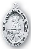 Sterling Silver Oval Shaped St. Elizabeth Ann Seton Medal