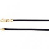 24-inch Black Leather Cord with Lobster Clasp - 14K Yellow Gold