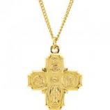 24K Gold-Plated Sterling Silver Four-Way Cross with 24" Chain