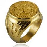 St. Benedict Medal Vintage Ring - Gold Tone