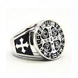 St. Benedict Medal Vintage Ring - Silver and Black