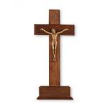 10" Walnut Crucifix With Salerni Museum Gold Corpus - SALE
