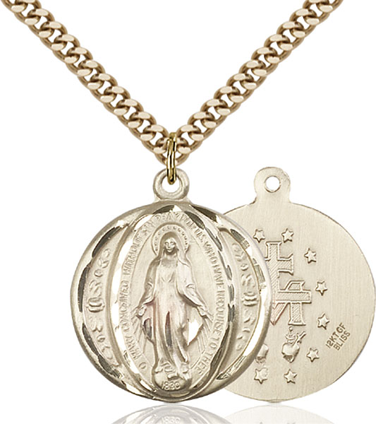 XL Gold Tone Miraculous Medal/ Miraculous Medal for Necklace/large