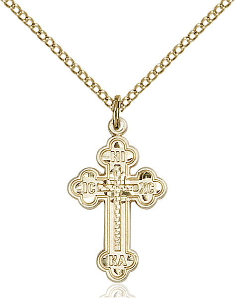 Gold Plate Heavy Curb Chain 1 1/4 x 7/8 14kt Gold Filled Cross Pendant with 3mm Light Amethyst bead