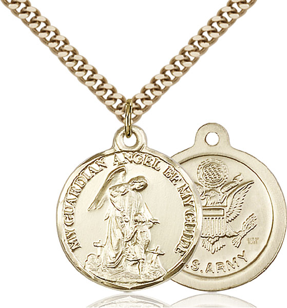 14K Gold-Filled Guardian Angel / Army Pendant