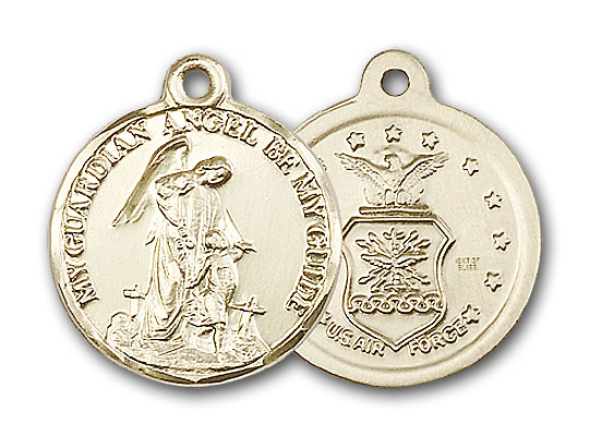 14K Gold Guardain Angel / Air Force Pendant