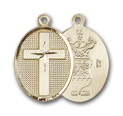 14K Gold Cross / Air Force Pendant