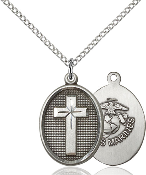 Sterling Silver Cross / Marines Pendant