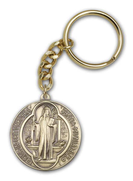 Antique Gold St. Benedict Keychain