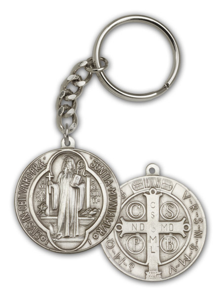Antique Silver St. Benedict Keychain