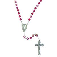Gift Boxed Lidwina of Schiedam Center and 1 3/8 x 3/4 inch Crucifix Silver Finish St St Lidwina of Schiedam Rosary with 6mm Zircon Color Fire Polished Beads