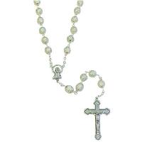 Sebastian-Lacrosse Center Sebastian-Lacrosse Rosary with 6mm Saphire Color Fire Polished Beads Silver Finish St and 1 3/8 x 3/4 inch Crucifix Gift Boxed St