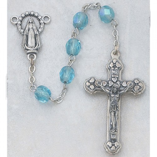 6MM Aurora Borealis Aqua March Rosary