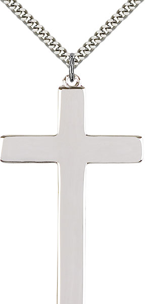 Large Sterling Silver Cross Necklace - SALE