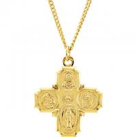 24K Gold-Plated Sterling Silver Four-Way Cross with 24" Chain