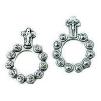 Silver-tone Rose Budded Finger Rosary 25-pack