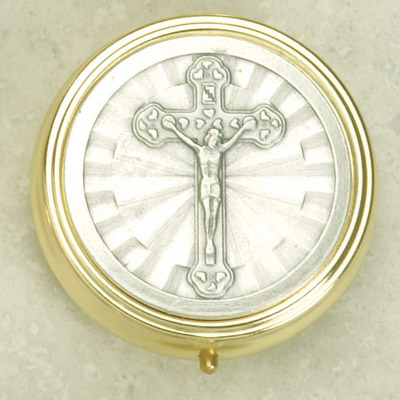 Silver and Gold Tone Pyx with Crucifix