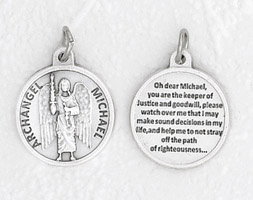 25-Pack - 3/4 inch Silver Plated Archangel Michael Pendant with Prayer on back