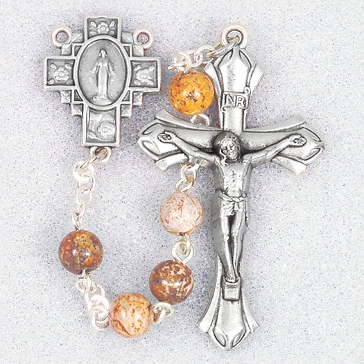 Helen Center Silver Finish St St Gift Boxed and 1 5/8 x 1 inch Crucifix Helen Rosary with 6mm Amethyst Color Fire Polished Beads