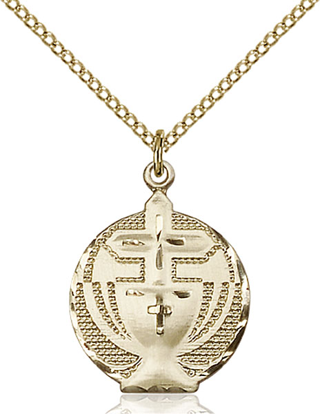 18-Inch Hamilton Gold Plated Necklace with 4mm Crystal Birthstone Beads and Gold Filled Our Lady of la Vang Charm. 
