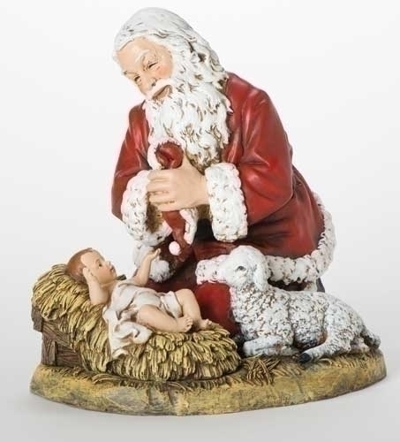 13-inch Kneeling Santa With Lamb Figurine