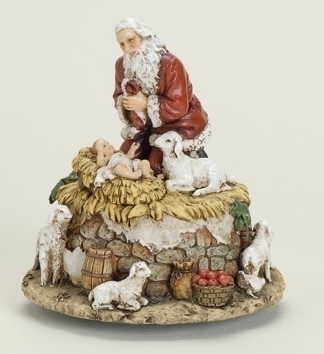 Musical 5.75"Kneelng Santa With Jesus
