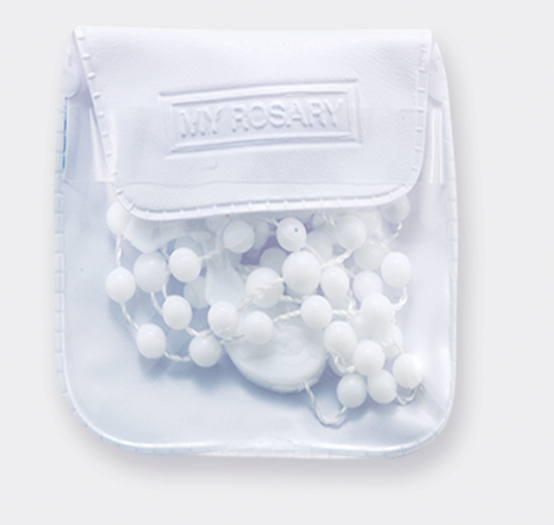 White Cord Rosary In Vinyl Pouch