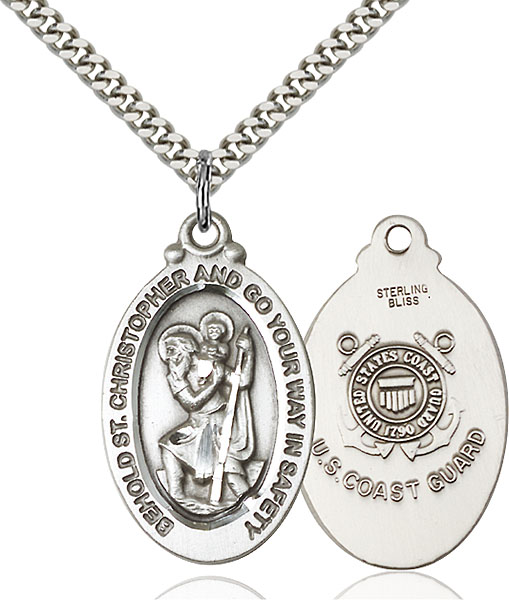 18-Inch Rhodium Plated Necklace with 6mm Light Sapphire Birthstone Beads and Sterling Silver Saint John XXIII Charm.