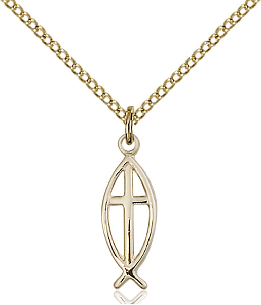 14K Gold-Filled Fish / Cross Pendant