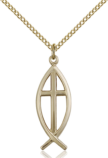 14K Gold-Filled Fish / Cross Pendant