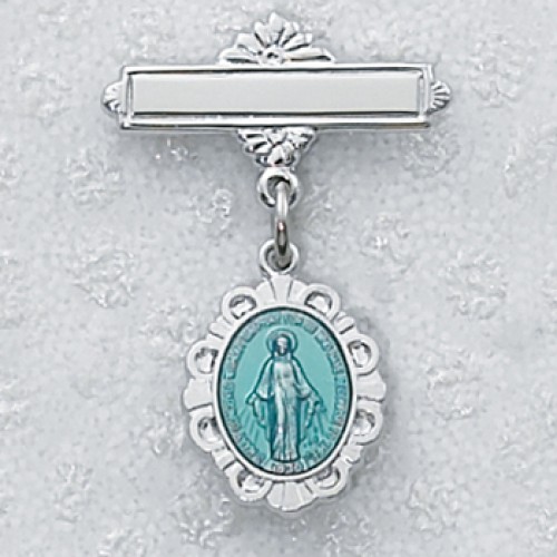 Sterling Silver Blue Miraculous Baby Pin