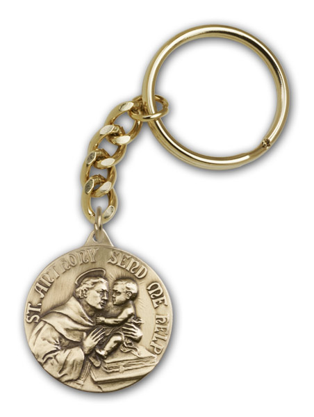 Antique Gold St. Anthony Keychain