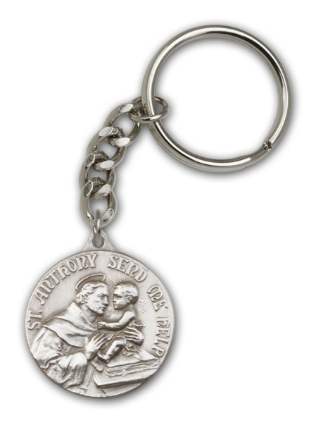 Antique Silver St. Anthony Keychain