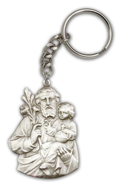 Antique Silver St. Joseph Keychain