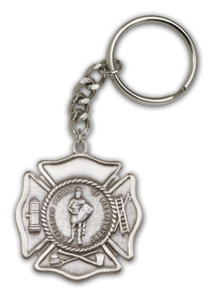 Antique Silver St. Florian Keychain