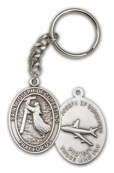 Antique Silver St. Joseph of Cupertino Keychain