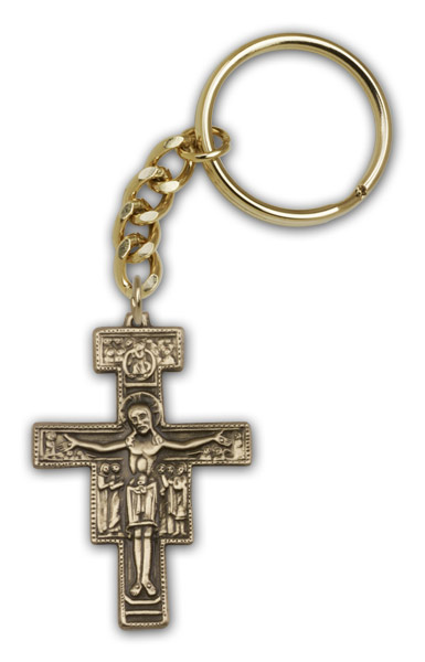 Antique Gold San Damiano Keychain