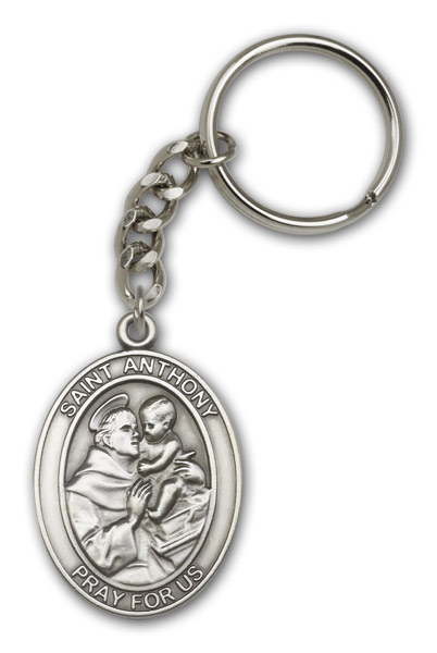 Antique Silver St. Anthony Keychain
