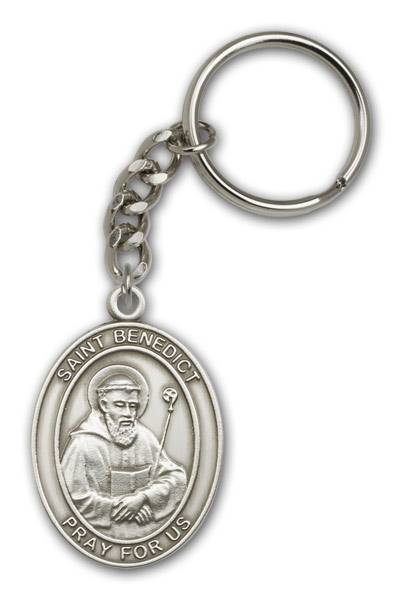 Antique Silver St. Benedict Keychain