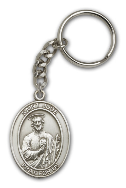 Antique Silver St. Jude Keychain