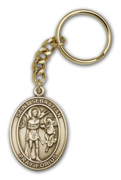 Antique Gold St. Sebastian Keychain