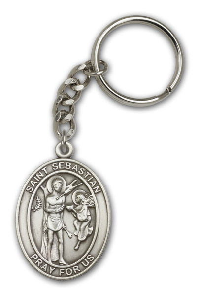 Antique Silver St. Sebastian Keychain