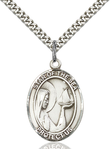Sterling Silver Our Lady Star of the Sea Pendant